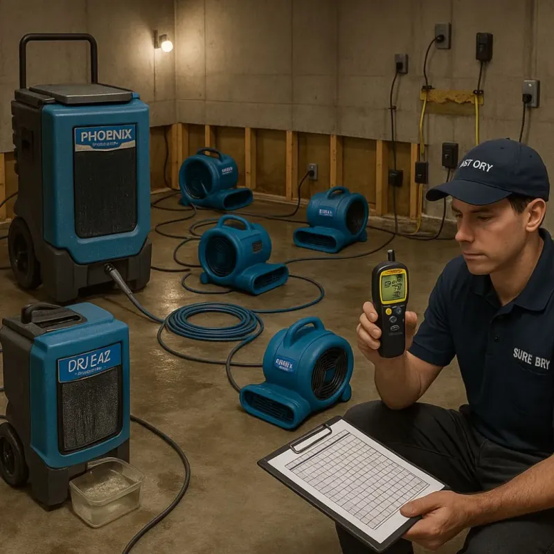 Structural Drying and Dehumidification process in Greenville, NC